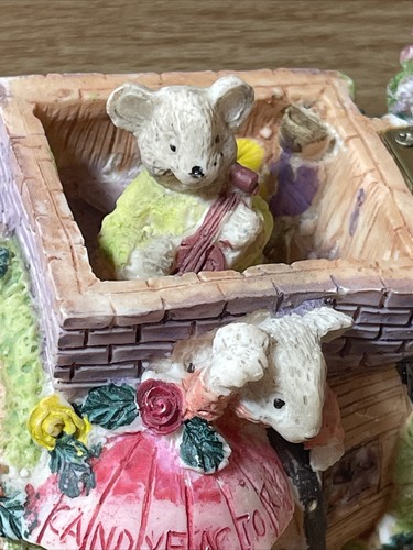 Mice Barrel House Figurine Candy Factory Hinged Lid w Hidden Mouse Roses Resin - Picture 3 of 10
