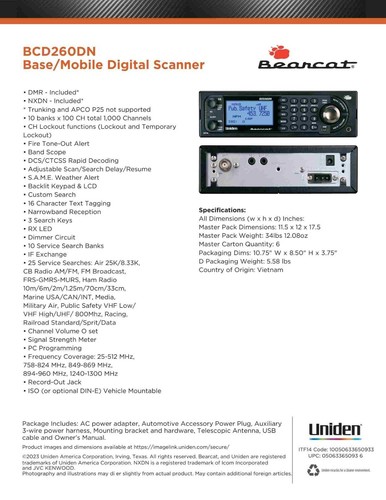Uniden Bearcat BCD260DN Police Scanner - Picture 6 of 6
