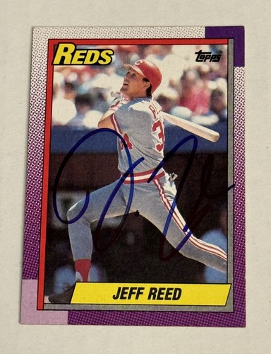 Jeff Reed 1990 Topps Authentic Signed Autograph Auto Card Cincinnati ...