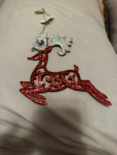 Red Glitter Sparkly Reindeer Ornament Christmas