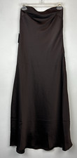 Express Slip Dress Womens S Strapleless Brown Satin Midi Event Evening Cocktail