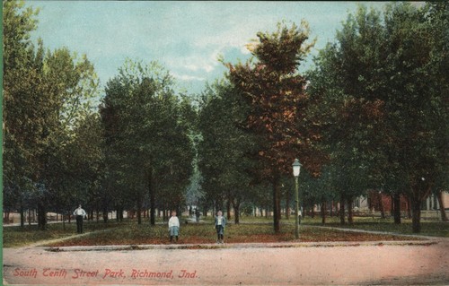 Cartolina d'epoca antica Indiana IN South Tenth Street Park Richmond 1910 - Foto 1 di 4