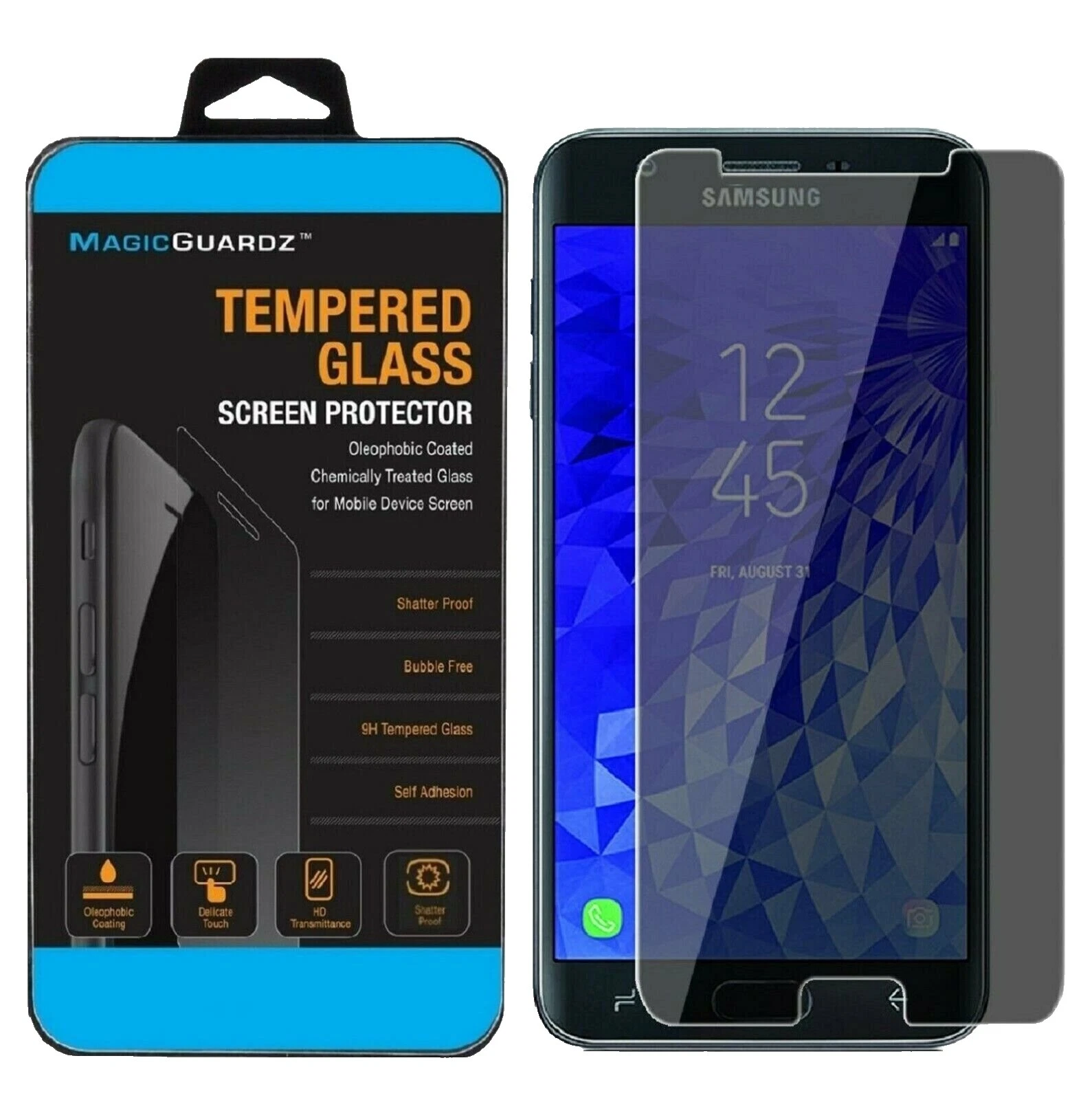 Protectores de pantalla de vidrio templado en Color Negro para Samsung Galaxy J7