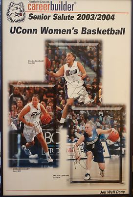 Uconn Huskies signed Seniors Poster 2003/2004 Taurasi, Valley