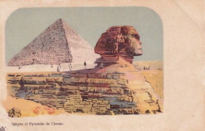 Egypt Antique Pyramids & Sphinx c1898 Rare Lithograph Postcard