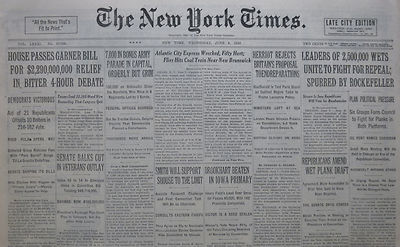 6-1932 JUNE 8 ATLANTIC CITY EXPRESS CRASH PROHIBITION ROCKEFELLER WET PLANK