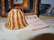 VINTAGE handmade pine needle basket BELL w/ tag unique