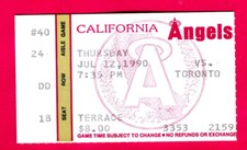 7/12/90 ANGELS/BLUE JAYS TICKET STUB-MARK WHITEN MLB DEBUT/DAVID WELLS WIN #2