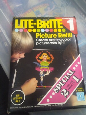 Vintage 1978 Lite Brite Picture Refill 6 Pictures & 22 Guide Sheets New Unopen