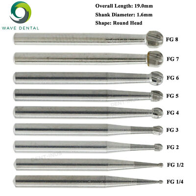 Wave Dental FG 1/4 1/2/3/5/6/7/8 Bur Prima Tungsten Carbide Round Friction Grip
