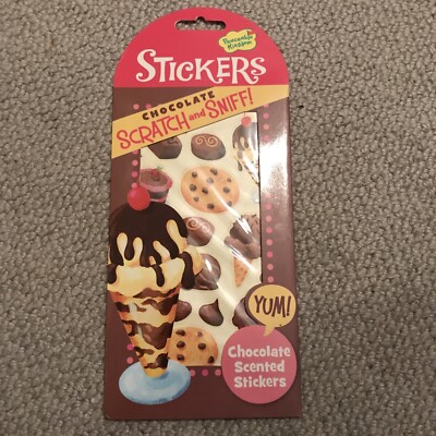 Vintage Peaceable Kingdom Scratch & Sniff Schokoladenduft Aufkleber - Brandneu in Verpackung