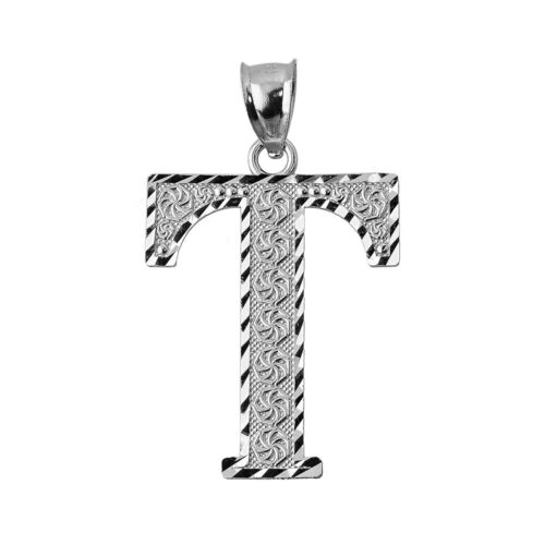 925 Sterling Silver Medium Initial Any Letter Roman Pendant Necklace Diamond Cut - Picture 28 of 31