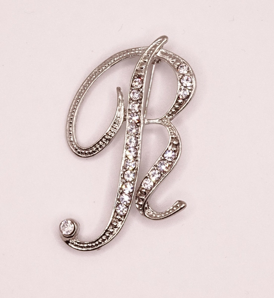 Diamante Silver Initial Letter R Fashion Brooch Pin Brand New FREE P&P