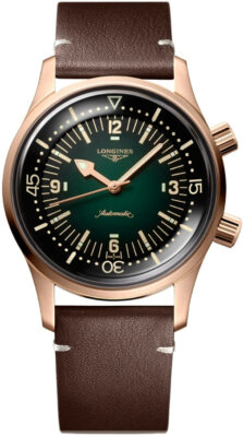 New Longines Legend Diver Green Dial Leather Strap Watch L37741502