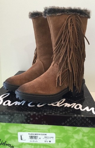 Sam Edelman Tilden Faux Fur Fringe Boots Bootie Size 5.5 MOCHA SUEDE $150 - Picture 2 of 12