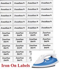 24 White Iron On Personalised Name Clothing Labels / Tags - 22 09mm Warm Wash