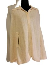 100 ACRYLIC FIBER CABLE KNIT SWEATER CAPE ONE SIZE FITS MOST VTG FROM 1970'S