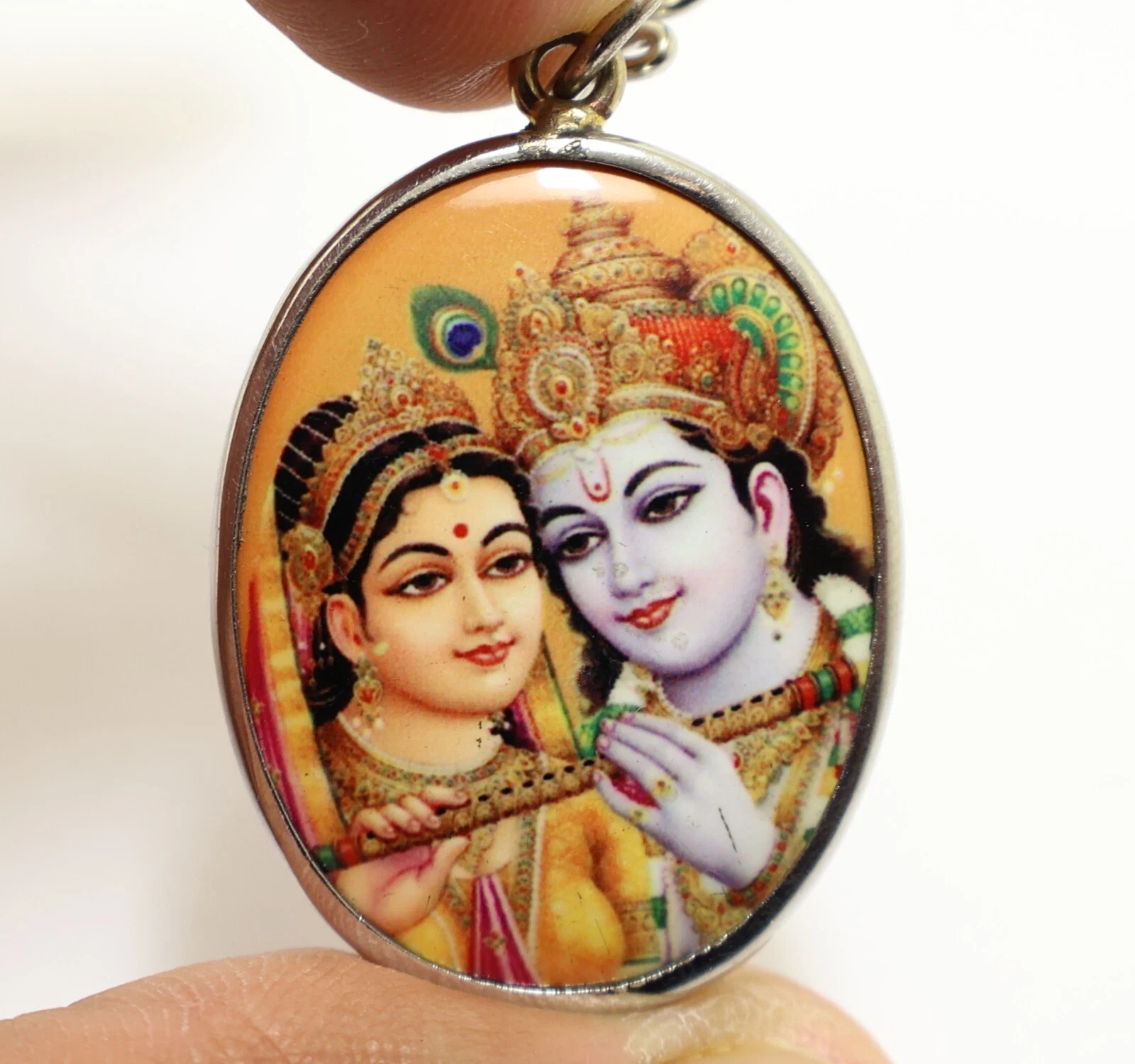 RADHA KRISHNA GRAND PENDENTIF DIEU SUPRÊME DÉESSE COMPASSION TENDRESSE AMOUR AMULETTE