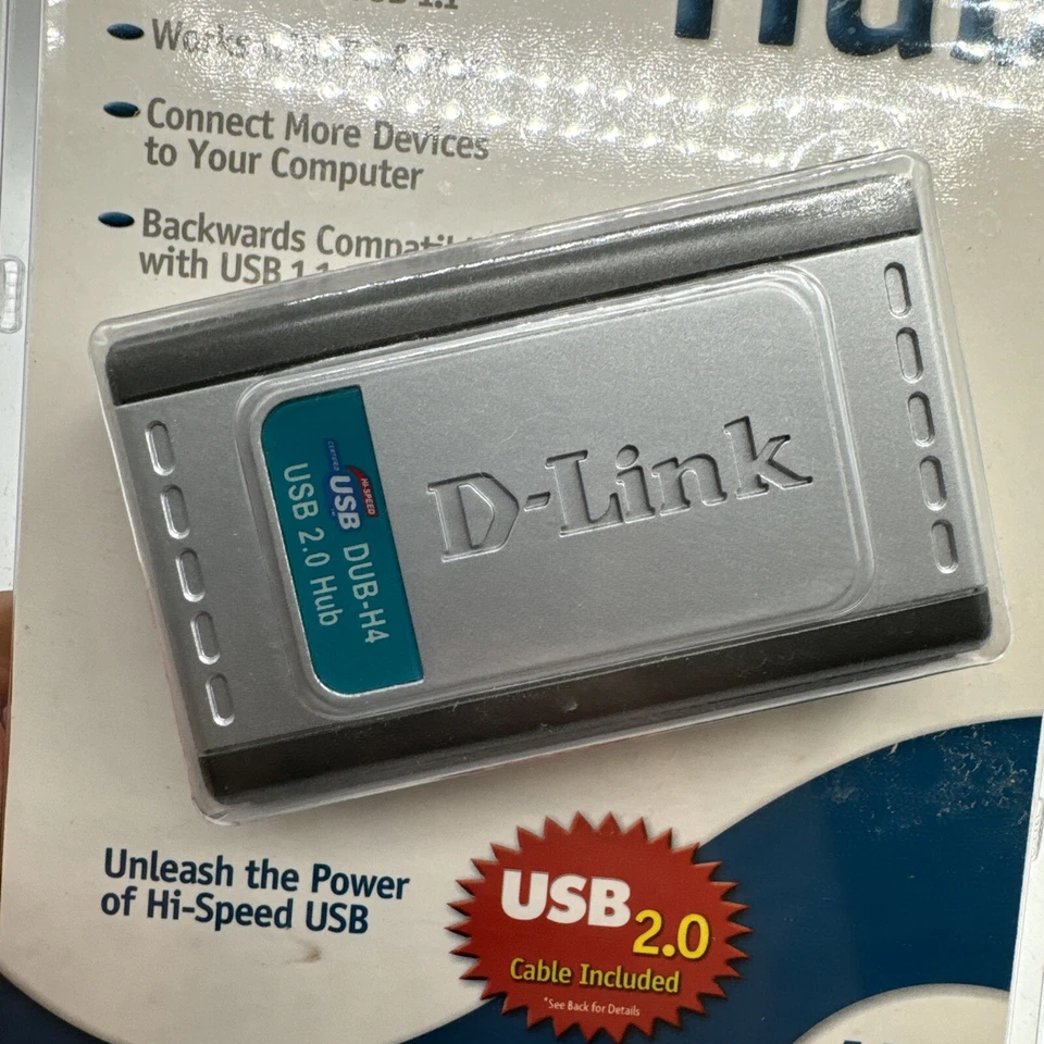 D-Link 4 Port USB 2.0 Hub Fast Charge External Hub DUB-H4 - New Sealed - Image 3 of 4