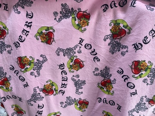 Love beard rose flower heart crown Pink Minky Fabric, 60” by 33" - Picture 8 of 10