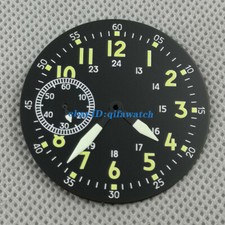 39mm Black Watch Dial Green hands Fit ETA 6497 seagull st36 movement