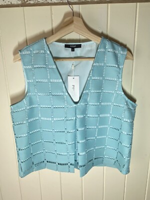 PIPER Blue Lace Look Ladies Blouse Top Vest | Size M