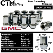 24x Chrome GMC Sierra Yukon Canyon OEM Factory Lug Nut 14x1.5 Fit Stock Wheels