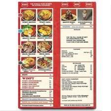 Retro 1970s Wimpy Menu Burger Nostalgia Printed on Aluminium Metal Sign