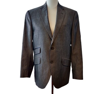 Ted Baker Endurance Mens Gray Wool Linen Blend Button Lined