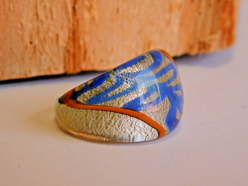 Artisan Glass Ring, Vintage Murano Glass Ring, Venetian Glass Ring, Ring US"7.75 - Picture 2 of 5
