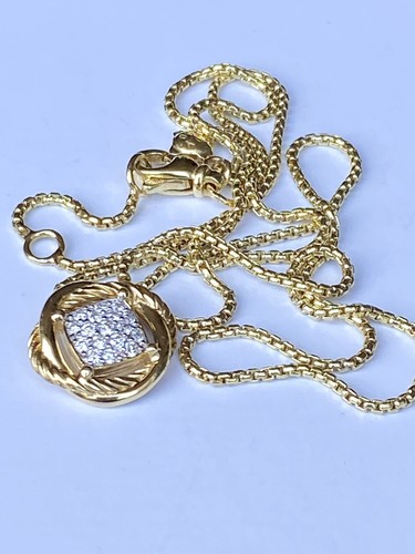 David Yurman 18k Diamond Infinity 17” Box Chain Necklace $2250+ Mint 8.5g 0.6” - Picture 7 of 15