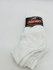 4 Pairs of Power Club Full Cushioned White Sports Socks NEW Size 10-13
