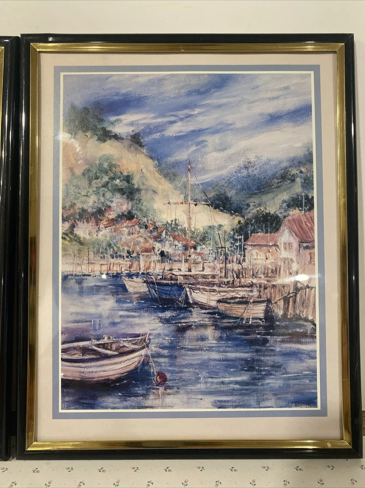 2-Boating Lake Scenes 8'x10' MYLAR FRAMED ART General Wall Hanging Art W/ Glass - Image 2 of 4