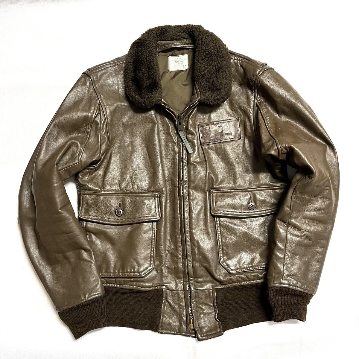 VINTAGE BRILL BROS USN LEATHER FLIGHT JACKET G-1 TYPE 70s VINTAGE BRILL BROS USN LEATHER FLIGHT JACKET G-1 TYPE 70s
