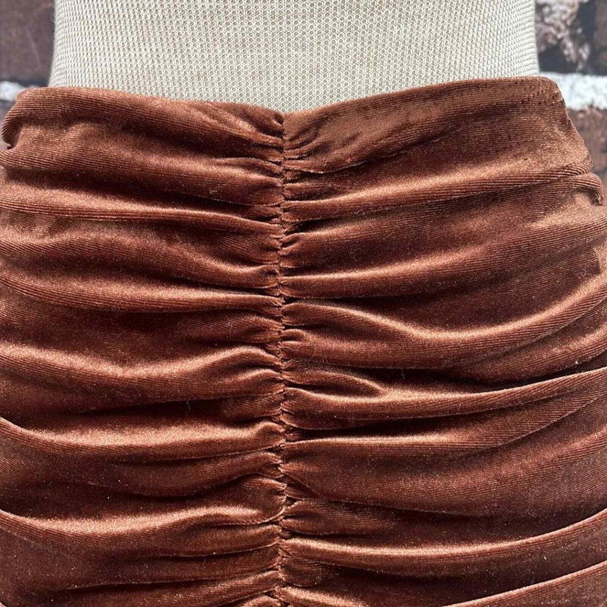 Collective The Label Skirt Women's 0 Brown Ruched Velvet Flare View 5