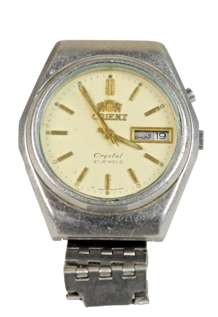 VTG Orient 46941 Crystal 21J 469WB4-71CA Day/Date Beige Dial Men's