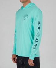 Salty Crew Tippet Sea Foam Hood Sun Shirt LS Tee Men's Pullover UPF50 Large LL8