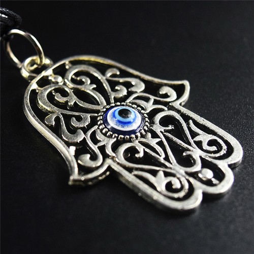Turkish Blue Evil Eye Carved Hamsa Hand Key Chains Ring Holder Keychain Amulet - Picture 5 of 16