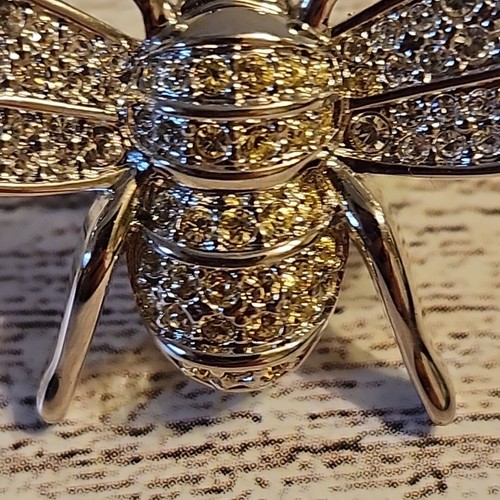 Swarovski Crystal Bumble Bee Pin Brooch Signed Silver-tone Sparkly - Picture 3 of 11