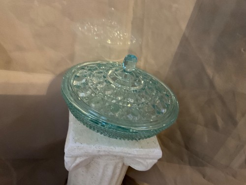 REDUCED, VINTAGE, WINDSOR TEAL, BY FEDERAL GLASS, CANDY DISH WITH LID, 1970S - Picture 2 of 15