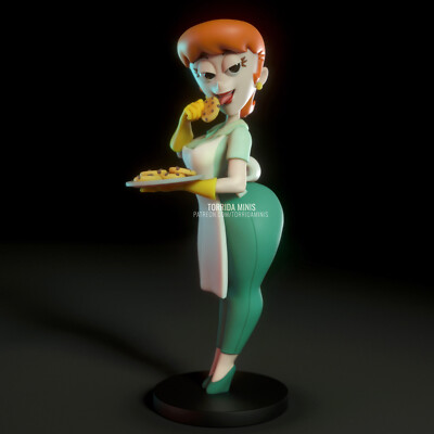 Dexter's Mom, Dexter's Laboratory, Pin Up, Figur, 3D Druck, Torrida, UNBEMALT