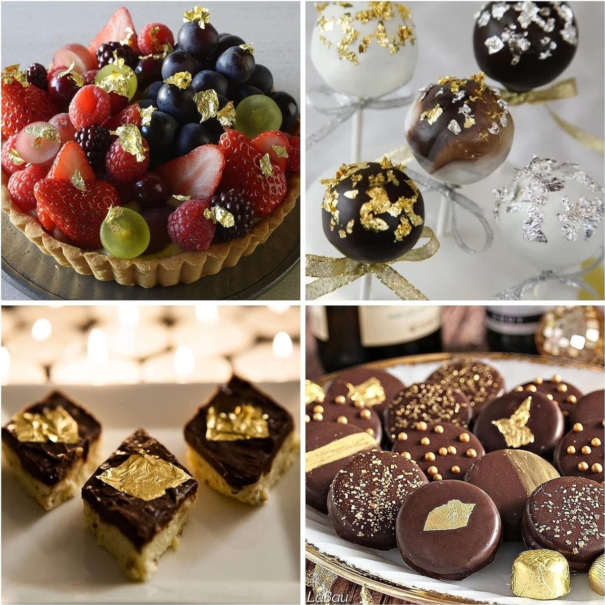 3 Bottiglie Di Foglie D'Oro Commestibili - Per Decorare Torte, Dessert, Bevande - Foto 5