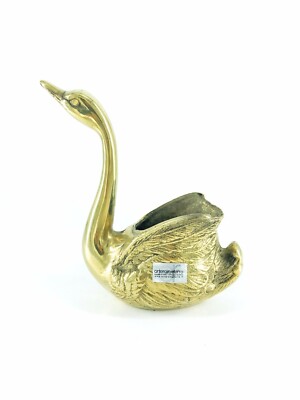Detail Cast Brass Swan Furniture Desk Home Pot Holder Pen Holder