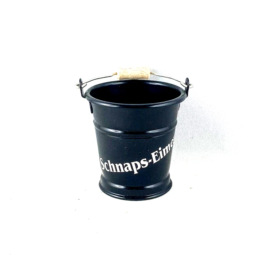Deko Zinkeimer klein mit Henkel Holzgriff Aufschrift Schnaps-Eimer 6x6 cm - Bild 3 von 4