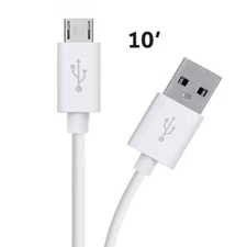*1X 10FT Long Android Charger Cable Fast Charge,USB to Micro USB Cable White