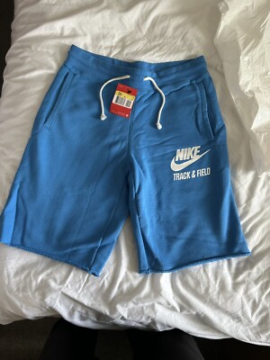 BNWT Nike Track And Field Blue 100% Cotton Cut Off Style Shorts