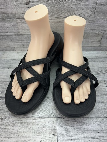 Skechers Goga Mat Damen-Sandalen 11 schwarz Komfort Riemchen Slipper Riemen Flip-Flop