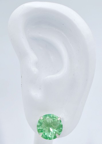 LAB CREATED 13.82 Cts GREEN FLUORITE EARRINGS .925 Sterling Silver-12mm- NWT - Picture 6 of 7