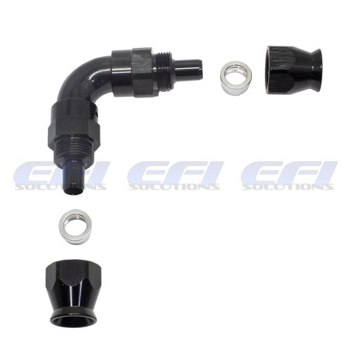 90 Degree Full Flow Teflon PTFE Hose End To Hose End AN4 (Black) 573-573-04BLK - Picture 2 of 2