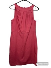 NWT LOFT Pink Zip Back Linen & Cotton Dress Size 6 Sleeveless Summer